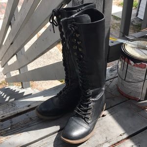 Black high zip up combat boots